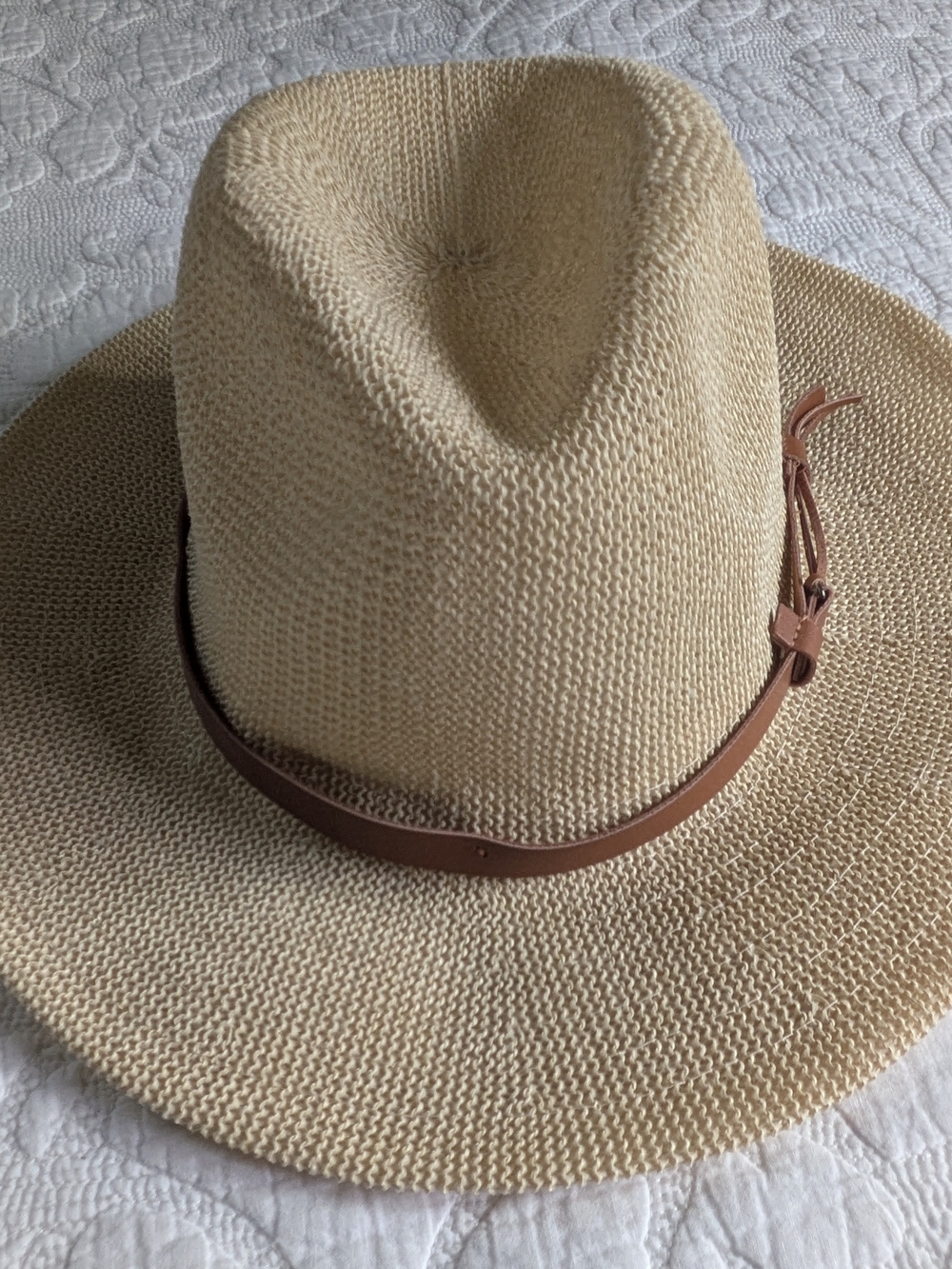 David And Young Packable Straw  Hat with Brown Band - Natural